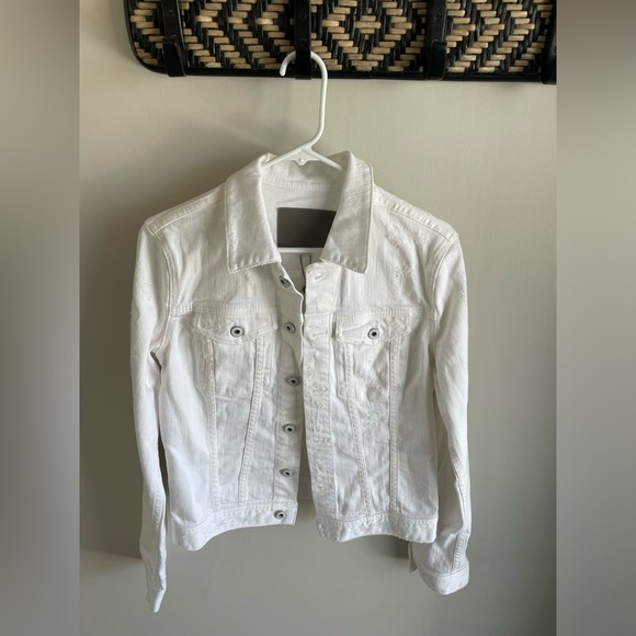 AG Adriano Goldschmied Robyn Jacket - Distressed White Denim - Size Medium - NWT - Picture 3 of 16